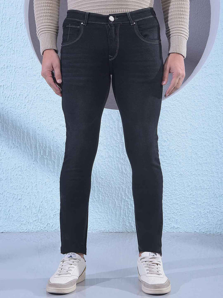 Trendy Charcoal Grey Stretch Casual Jeans