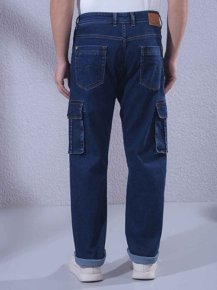 Blue Regular Cargo Jeans