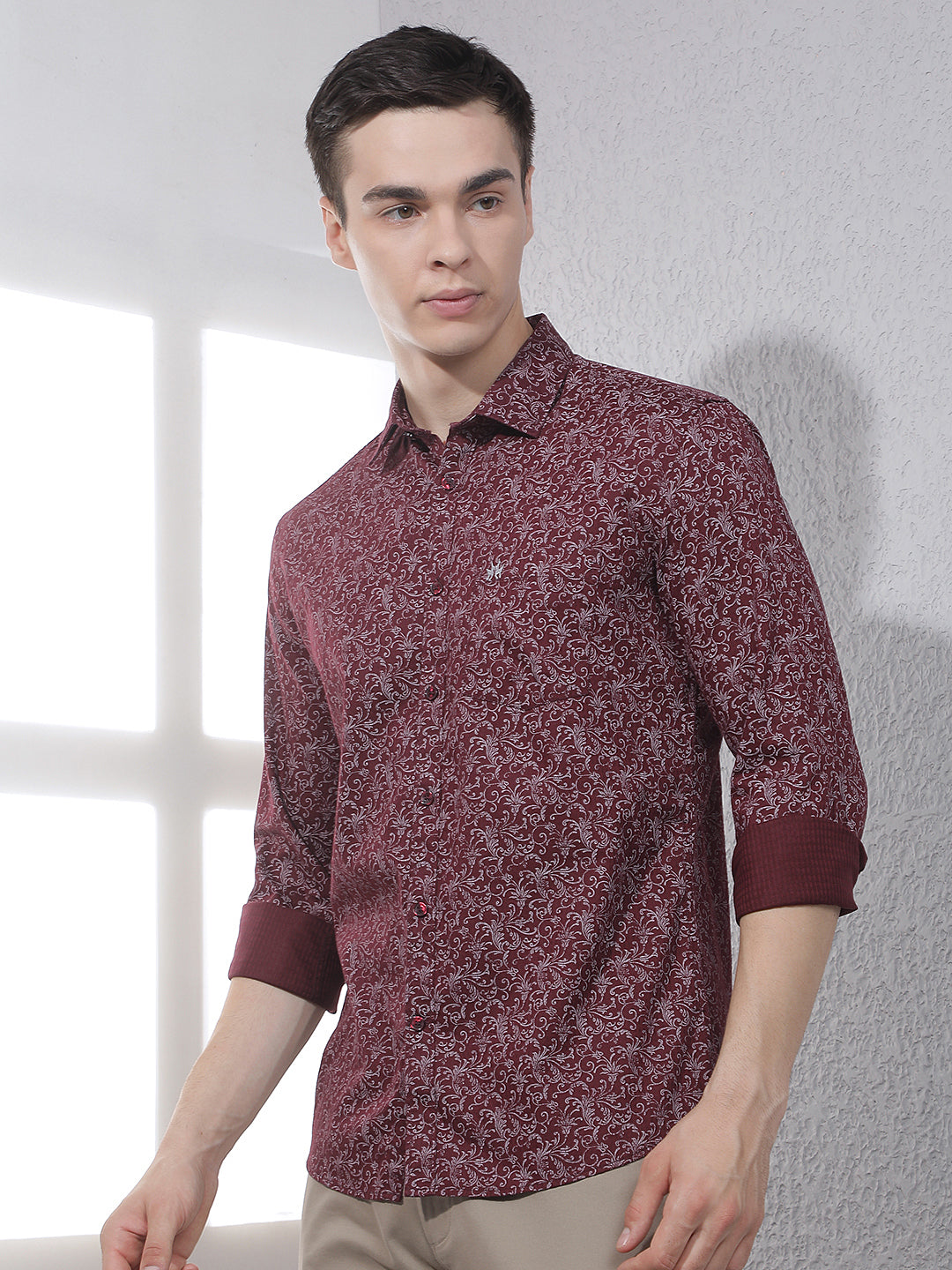 Wine Paisley Print Shirt