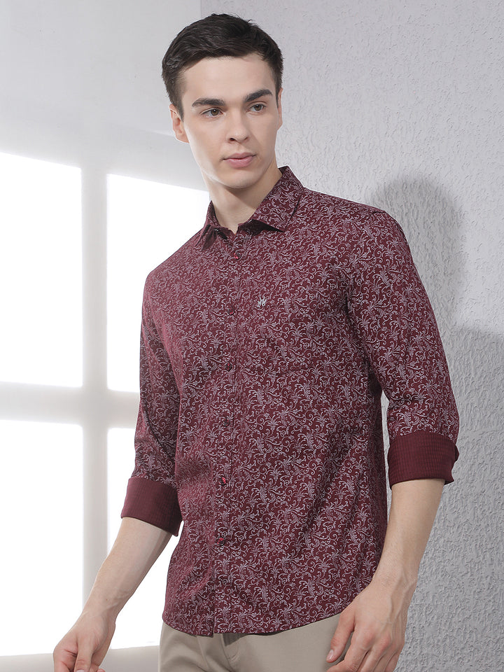 Wine Paisley Print Shirt