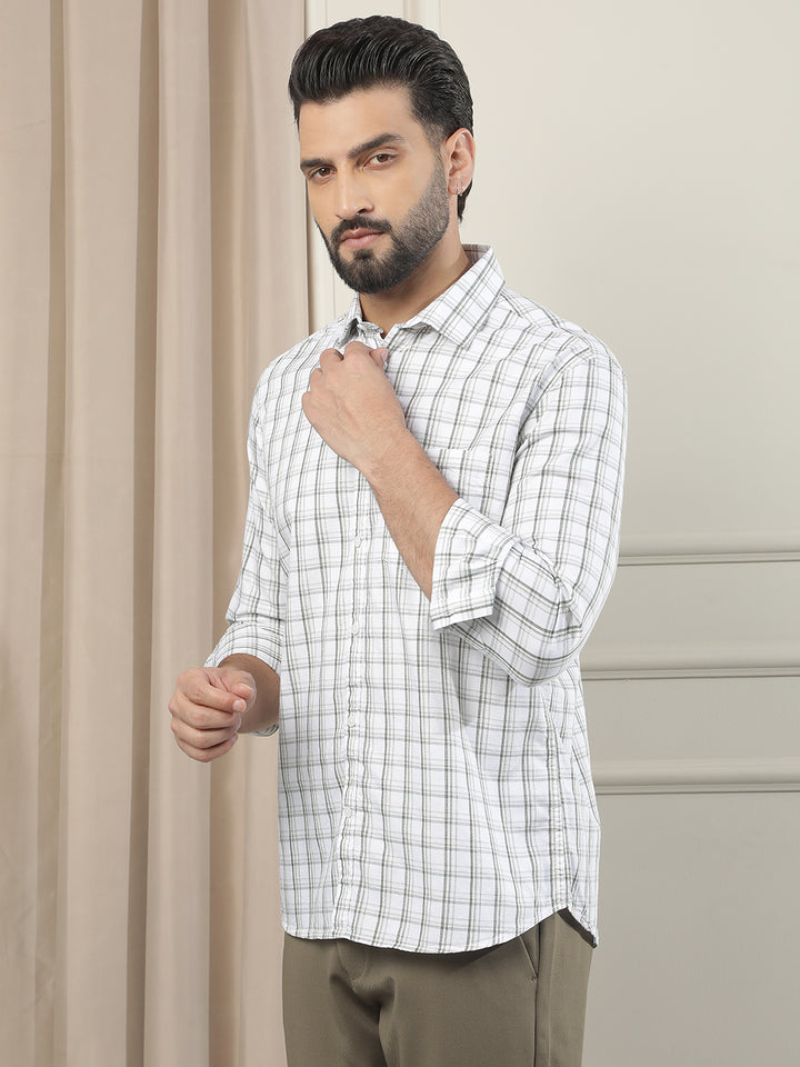 White Checked 100% Cotton Shirt