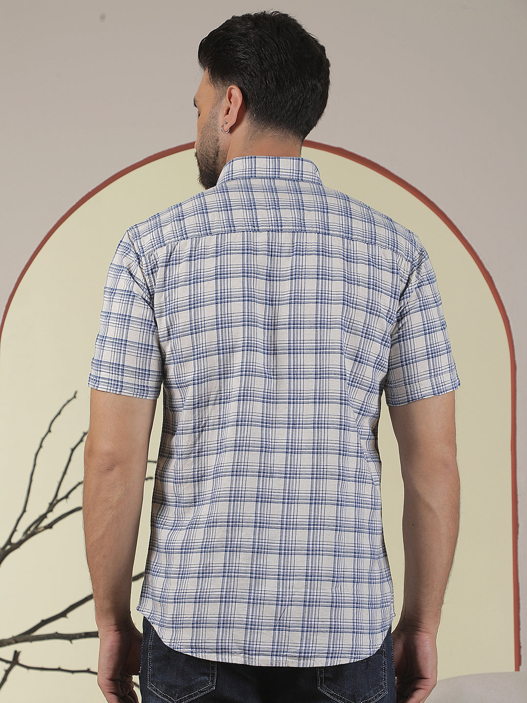 Blue Checked Linen Shirt