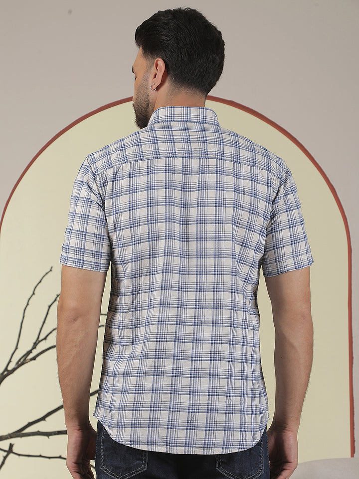 Blue Checked Linen Shirt