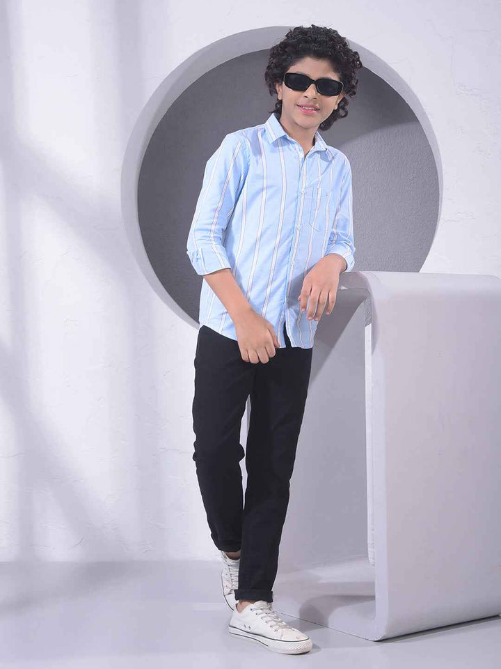 Blue Vertical Stripes 100% Cotton Shirt