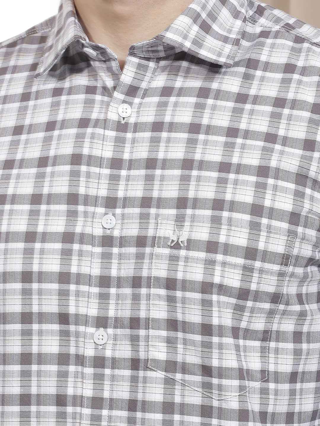 Grey Checked 100% Cotton Shirt