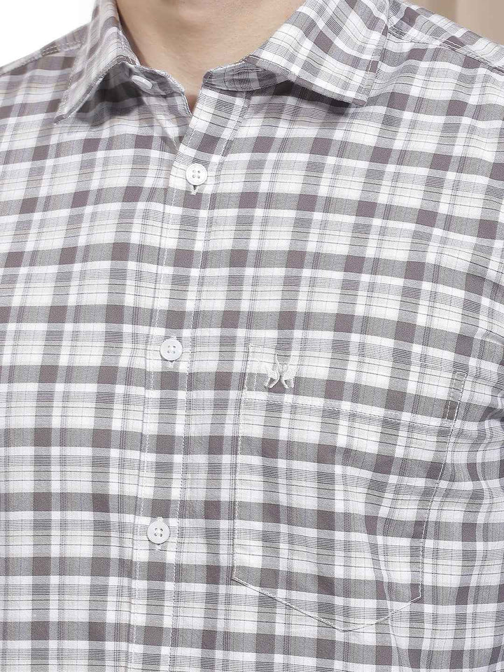 Grey Checked 100% Cotton Shirt