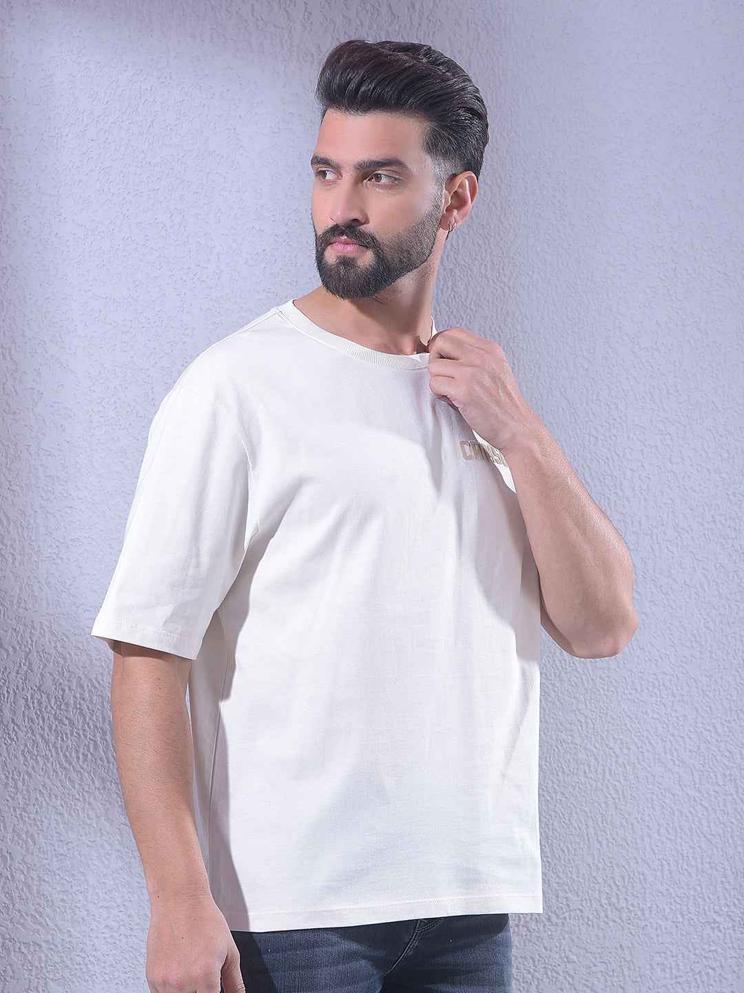 White 100% Cotton Oversize Brand Logo T-Shirt