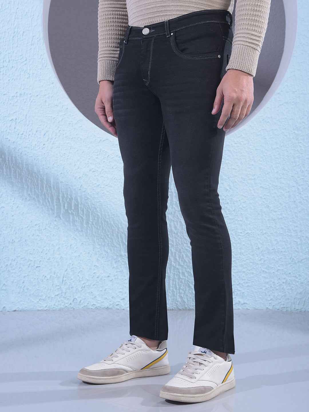 Trendy Charcoal Grey Stretch Casual Jeans