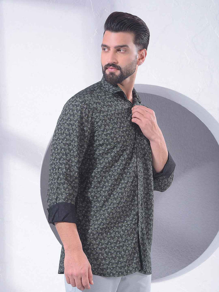 Green Creative Printed Shirt