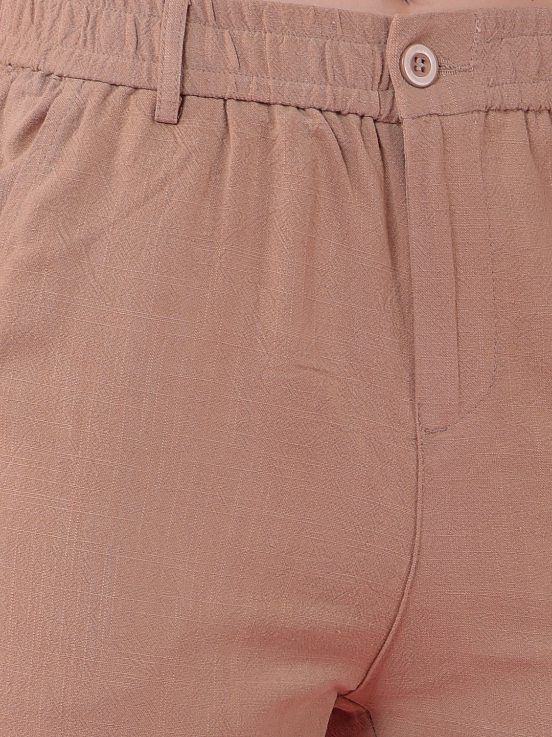 Beige Straight Linen Trousers