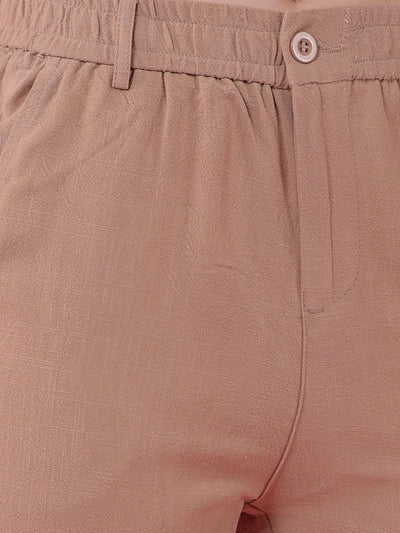 Beige Straight Linen Trousers