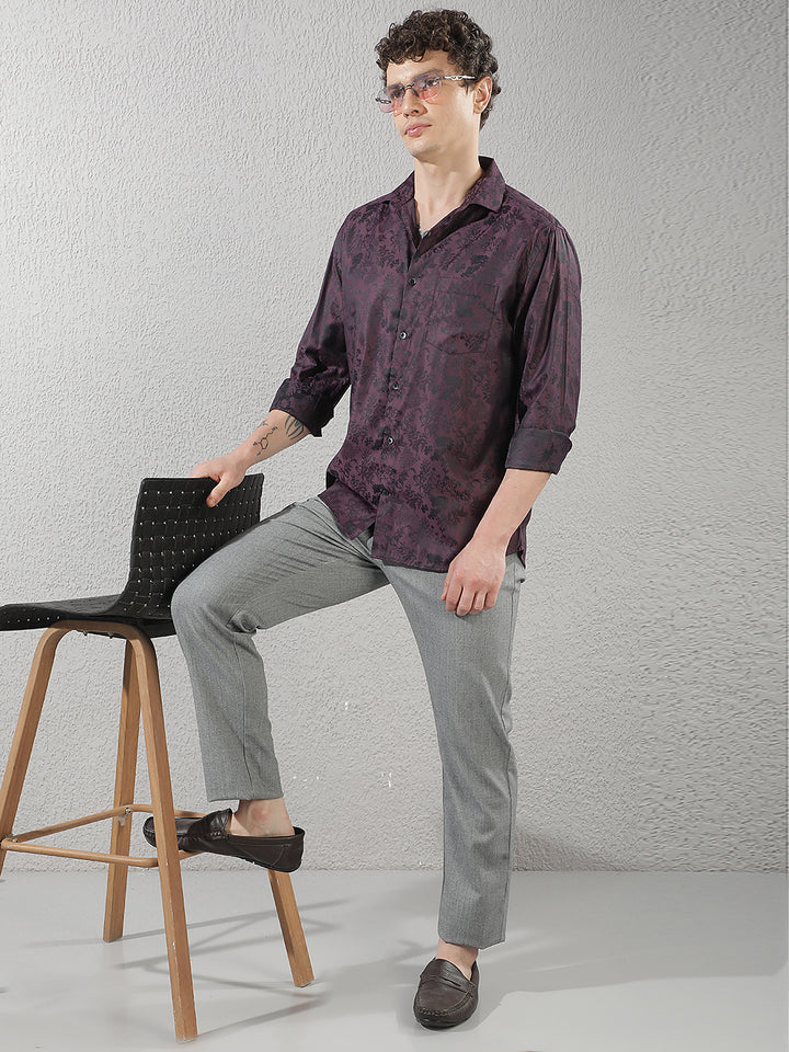 Grey Vertical Striped Trousers