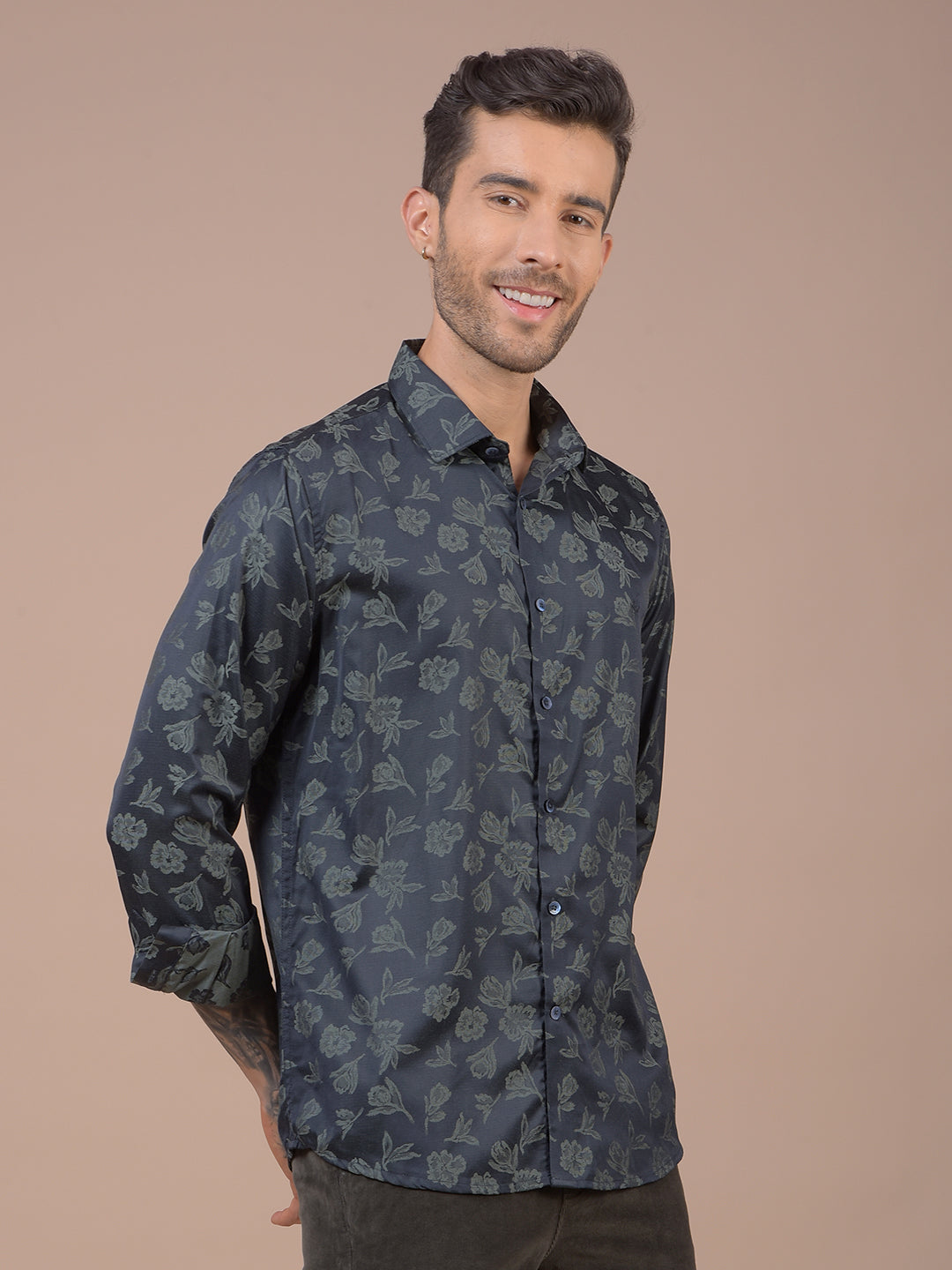 Green Floral Print Shirt