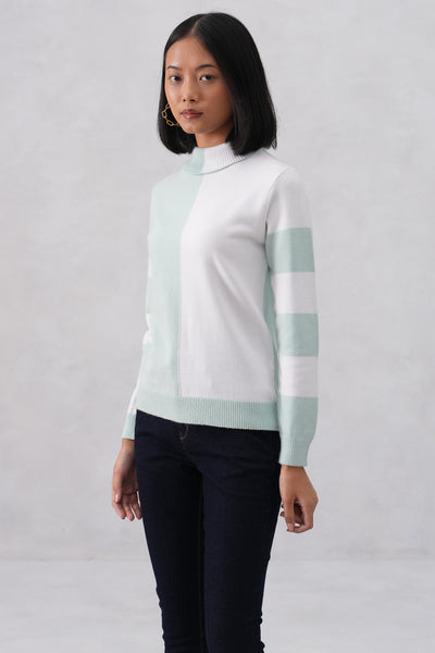 Mint Green Color-Block Sweater