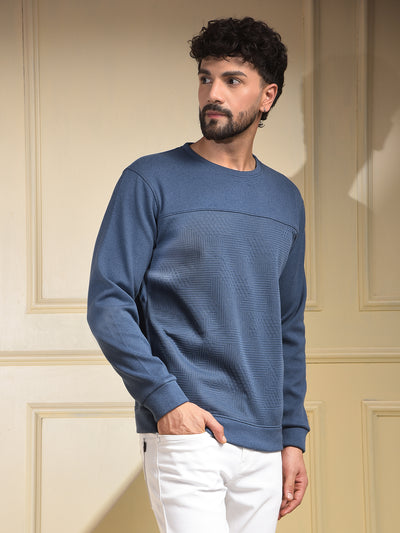 Geometric Embroidered Blue Sweatshirt