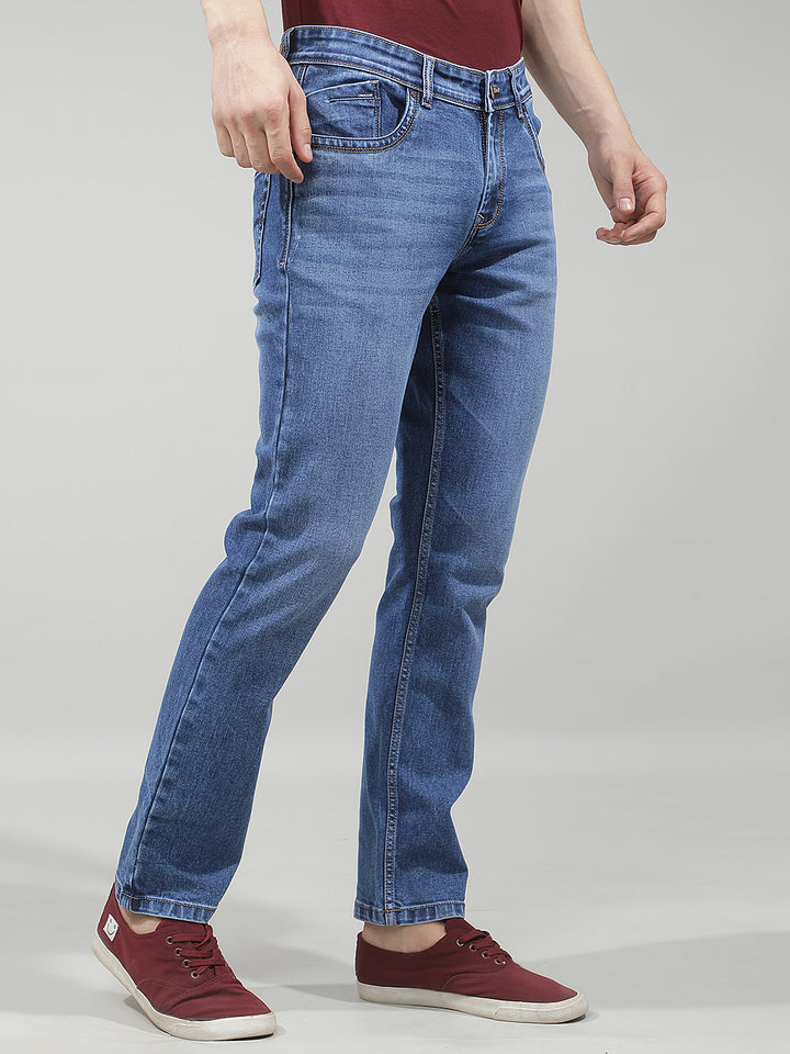 Distressed Indigo Blue Jeans