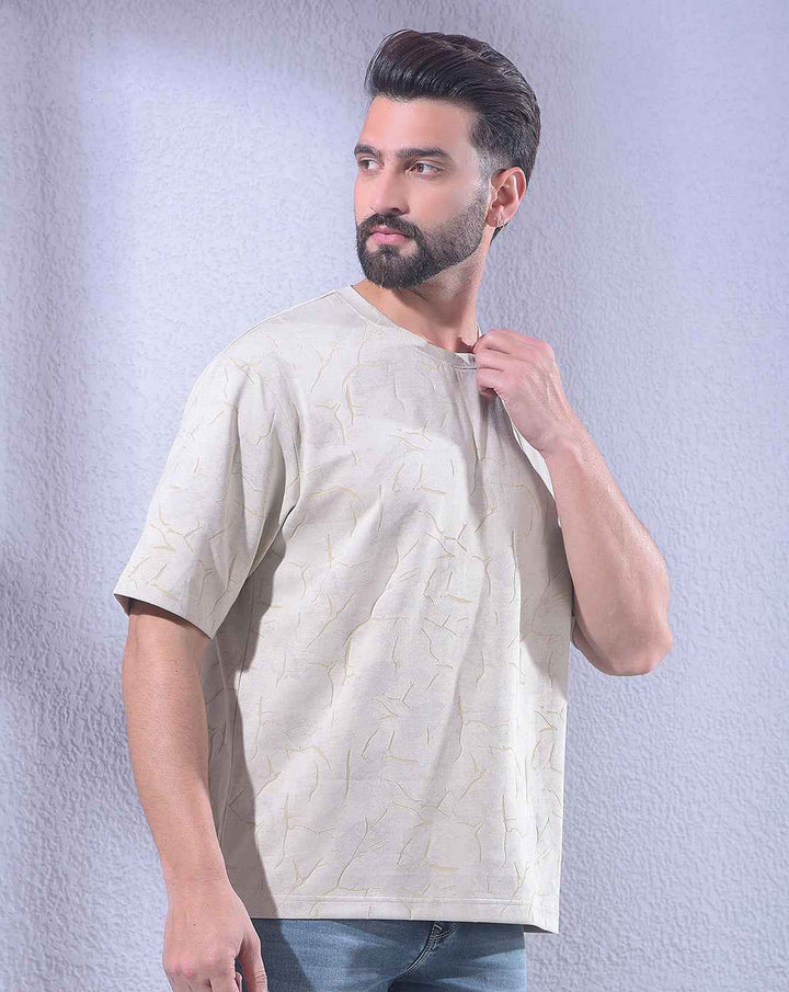 Beige Jacquard T-Shirt