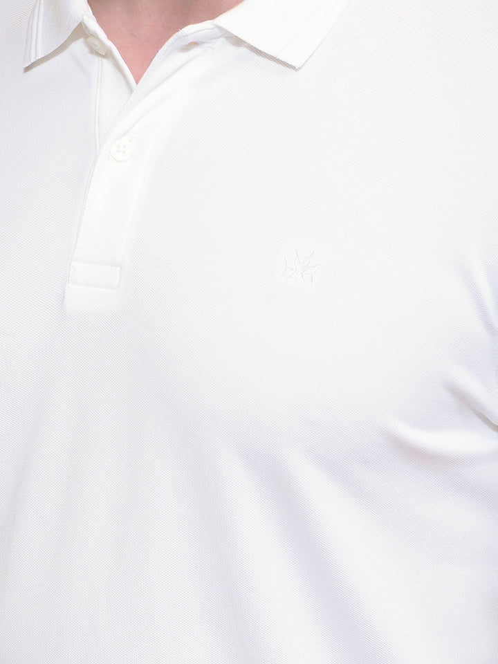 White Polo Neck T-Shirt-Men T-Shirts-Crimsoune Club