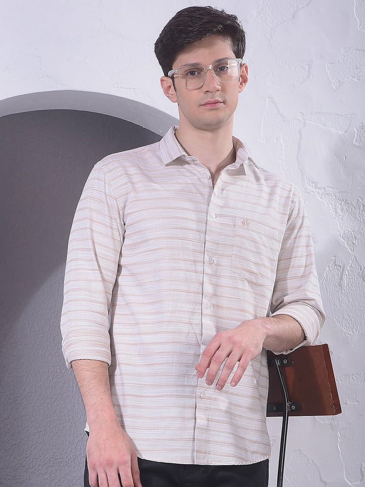 Beige Horizontal Stripes Shirt