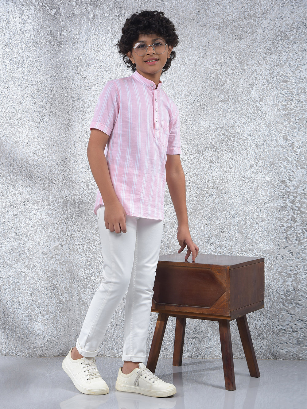 Pink Vertical Stripes 100% Cotton Shirt-Boys Shirts-Crimsoune Club