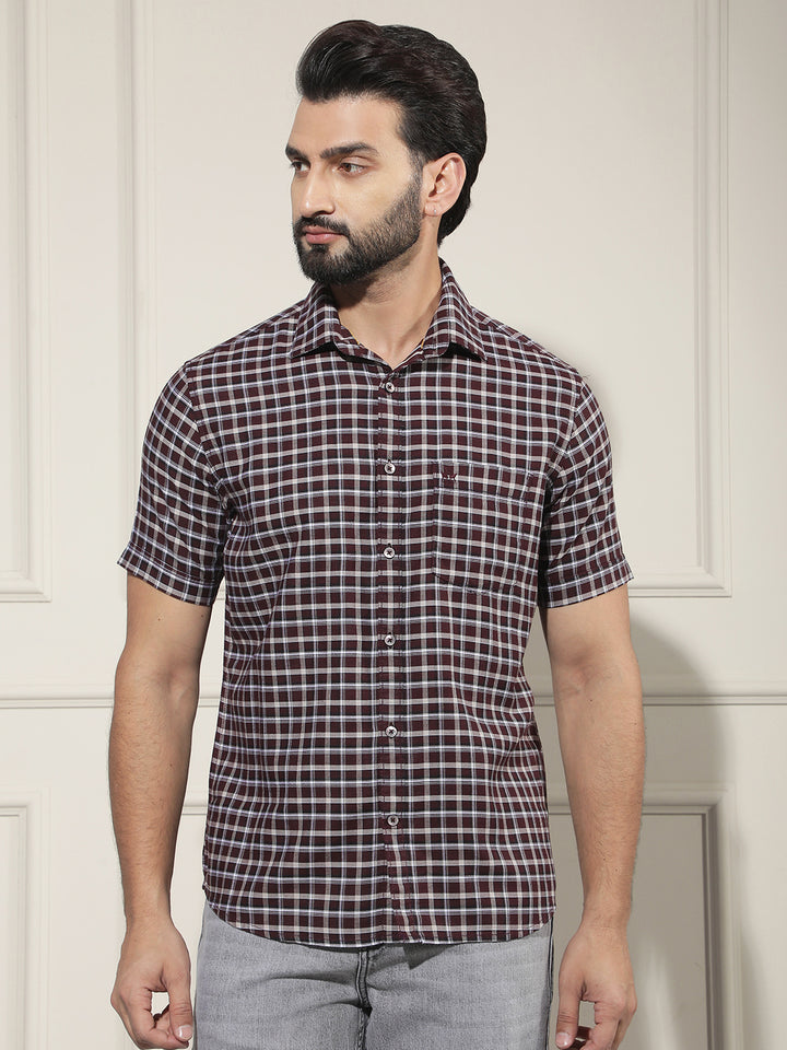 Minimalist Violet Purple Checked Shirt