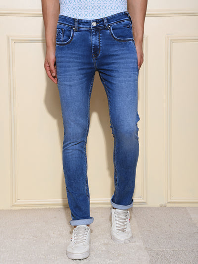 Mid-Wash Skinny Fit Blue Jeans
