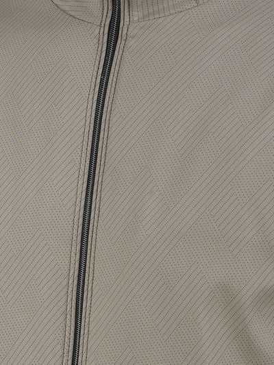 Beige Printed Puffer Jacket