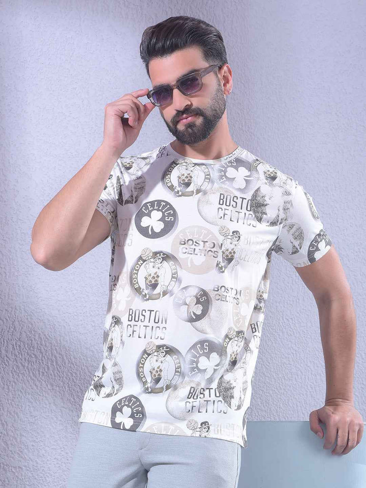 Beige Printed T-Shirt