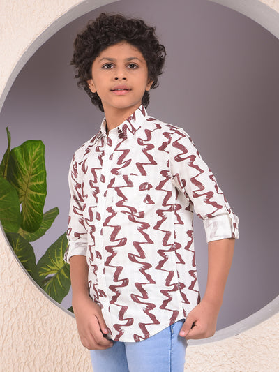 Wine Printed 100% Cotton Shirt
