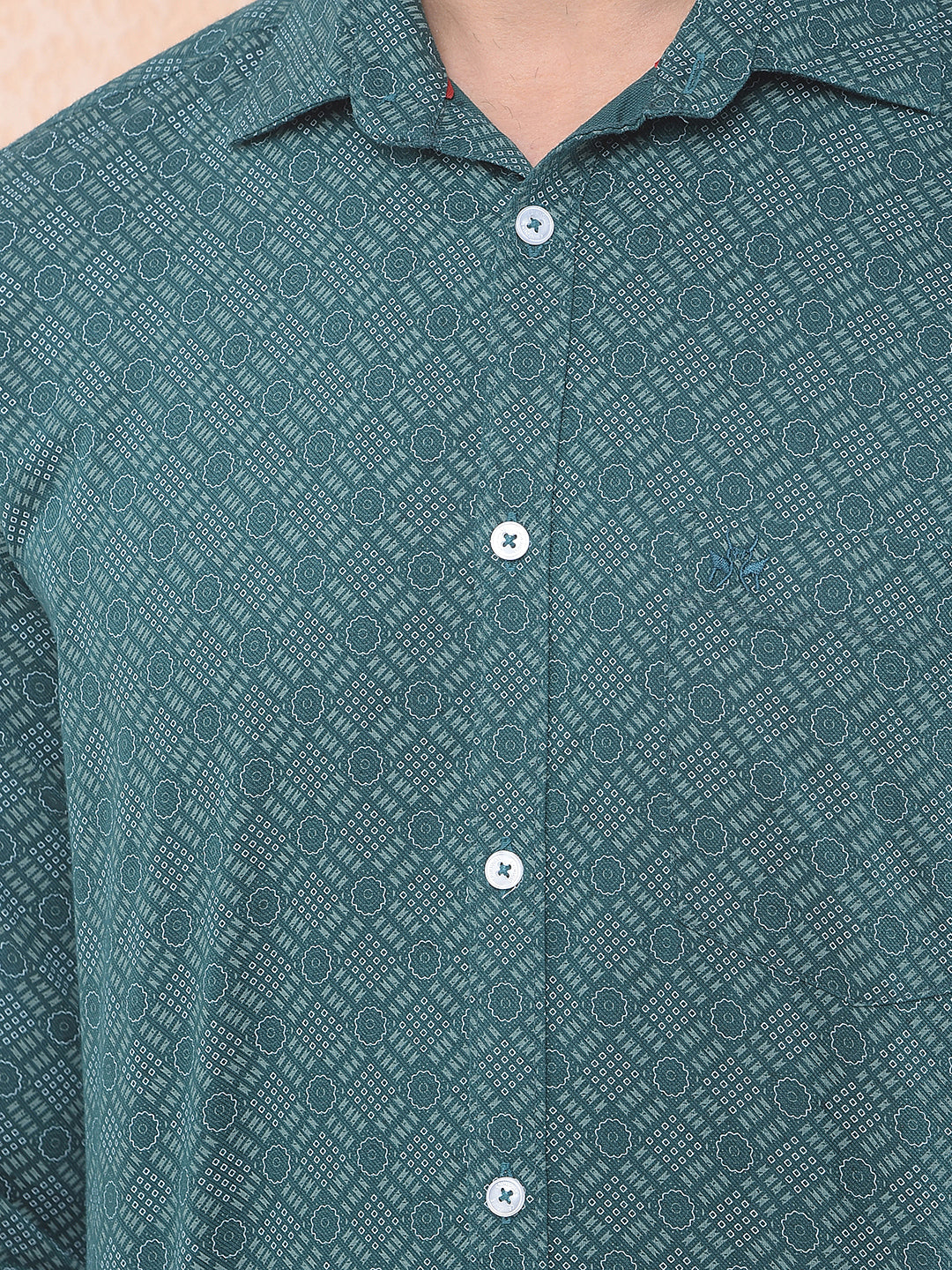 Deep Green Micro Print Shirt
