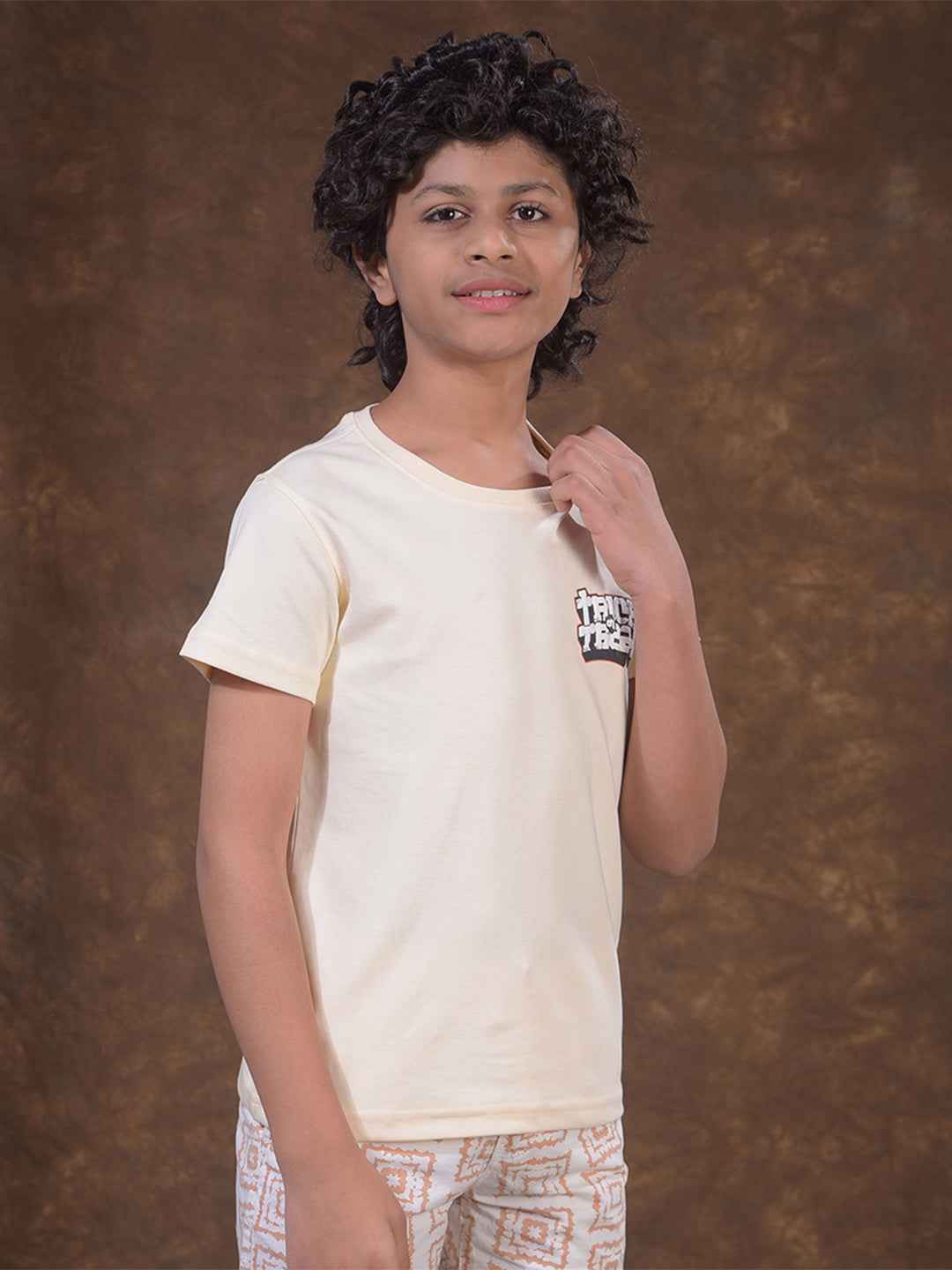 Cream Graphic Print T-Shirt
