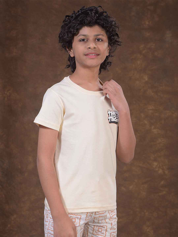 Cream Graphic Print T-Shirt
