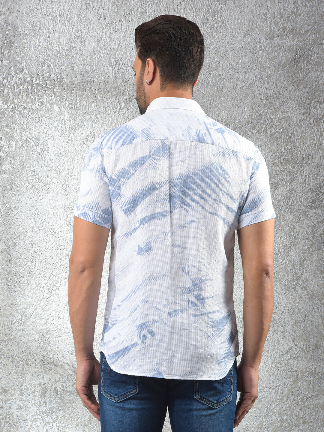 Blue Printed 100% Cotton Shirt