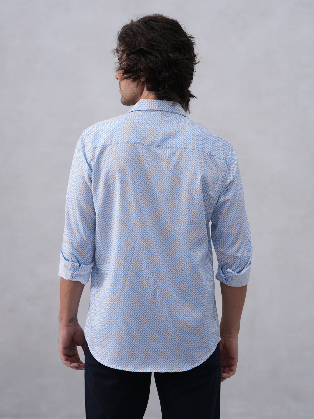 Blue Printed 100% Cotton Shirt
