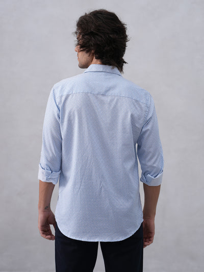 Blue Printed 100% Cotton Shirt