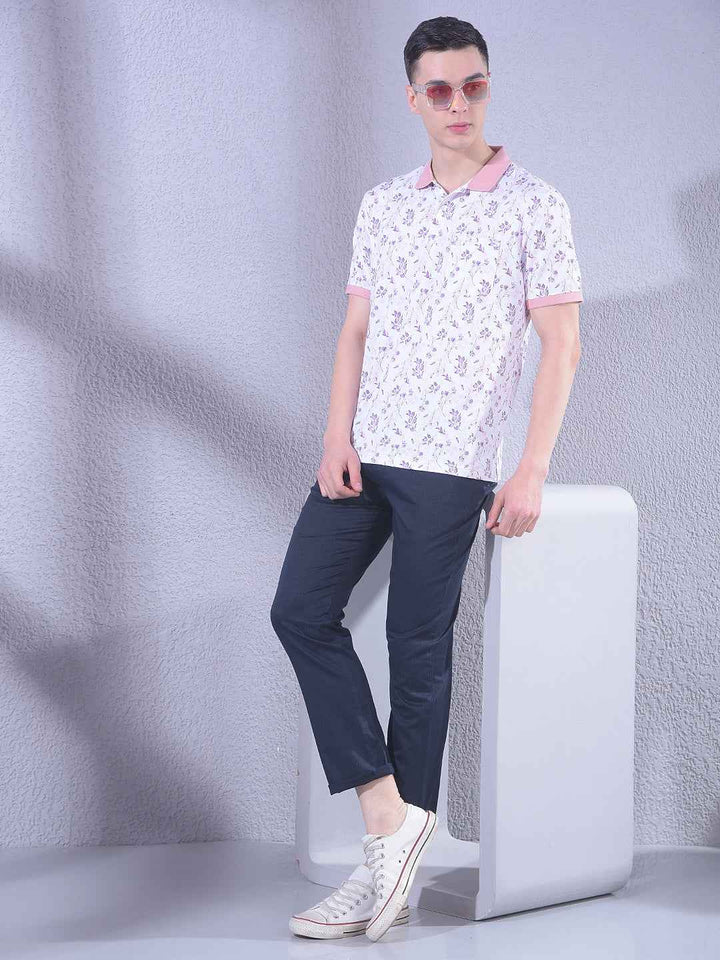 Navy Blue Checked Trousers