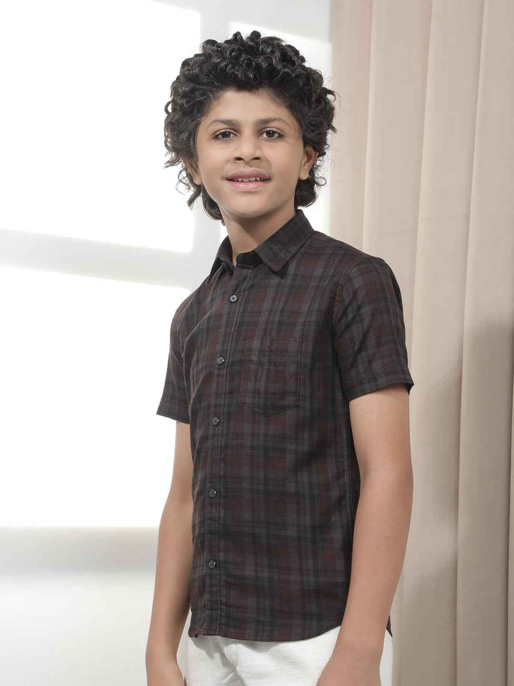Wine Checked 100% Cotton Shirt