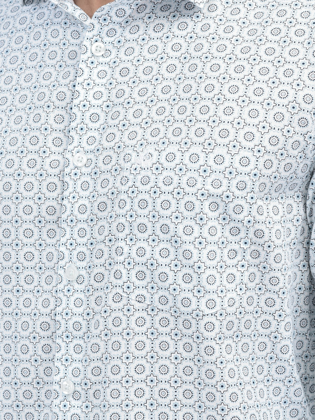 Blue Printed 100% Cotton Shirt