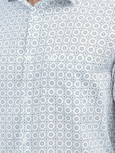 Blue Printed 100% Cotton Shirt