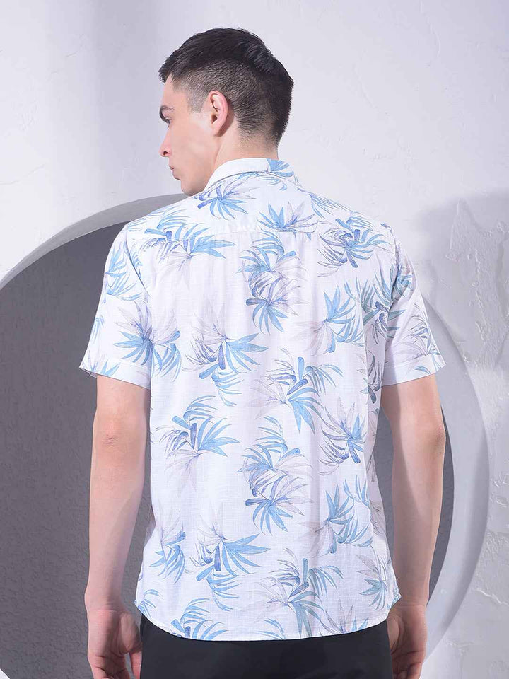 Blue Floral Print 100% Cotton Shirt