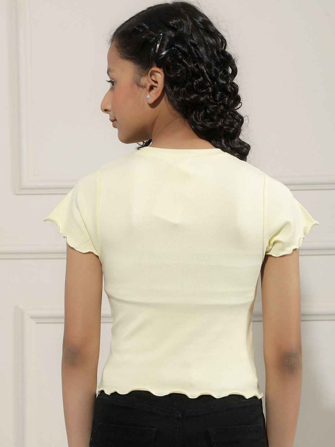 Yellow Modal Cropped T-Shirt