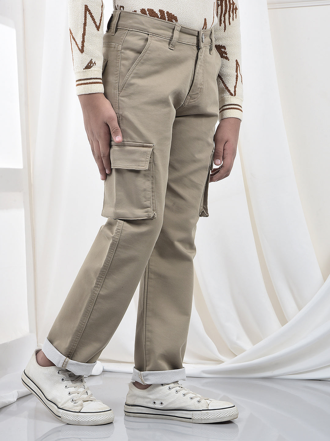 Urban Beige Baggy Cargo Jeans