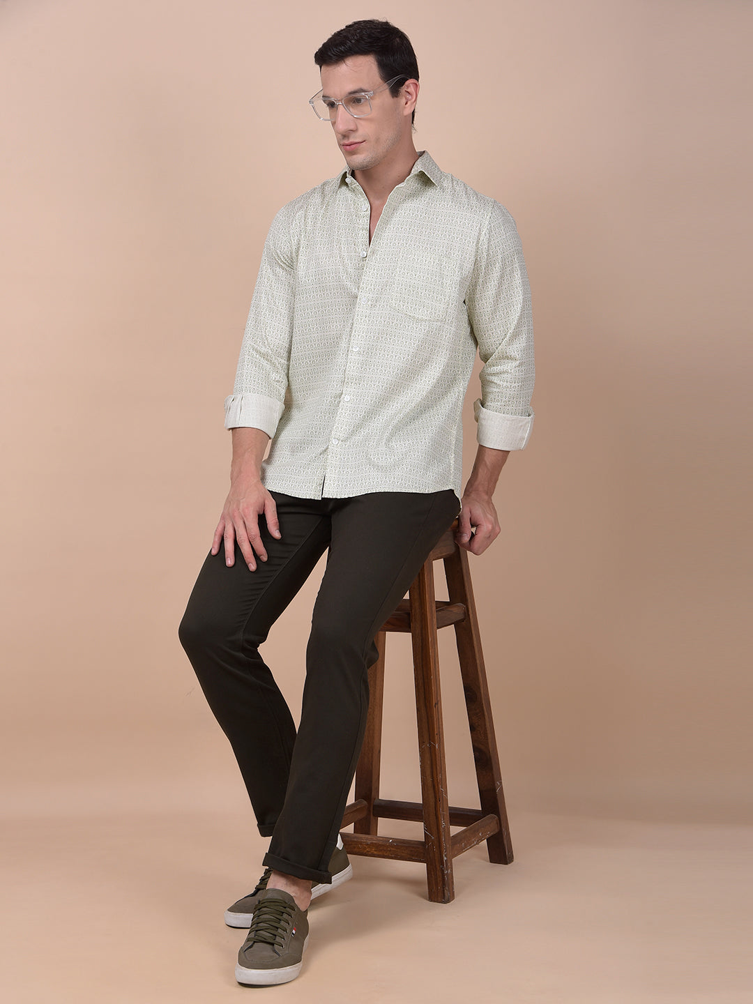 Modern Edgey Green Printed Shirt