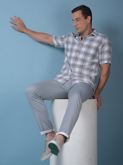 Grey Checked 100% Cotton Shirt