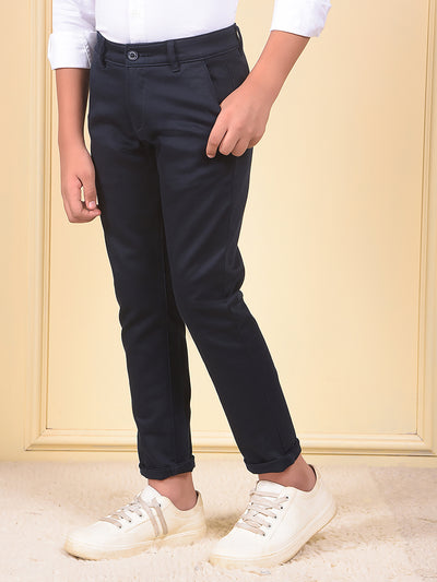 Navy Blue Printed Trousers