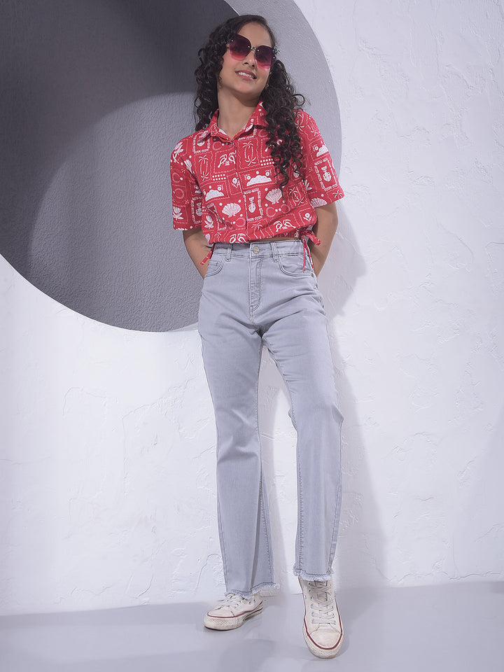 Red Printed 100% Cotton Shirt