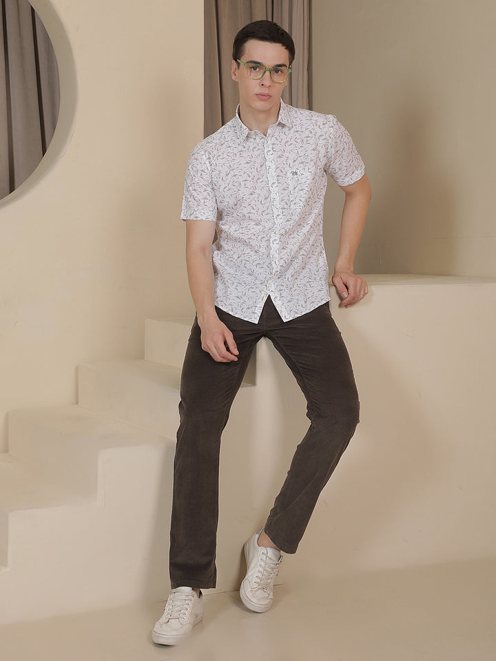 White Floral Print Shirt