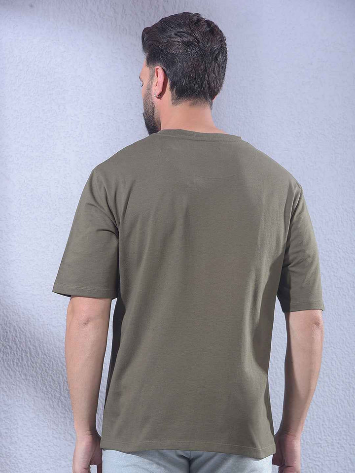 Olive 100% Cotton Oversize Brand Logo T-Shirt