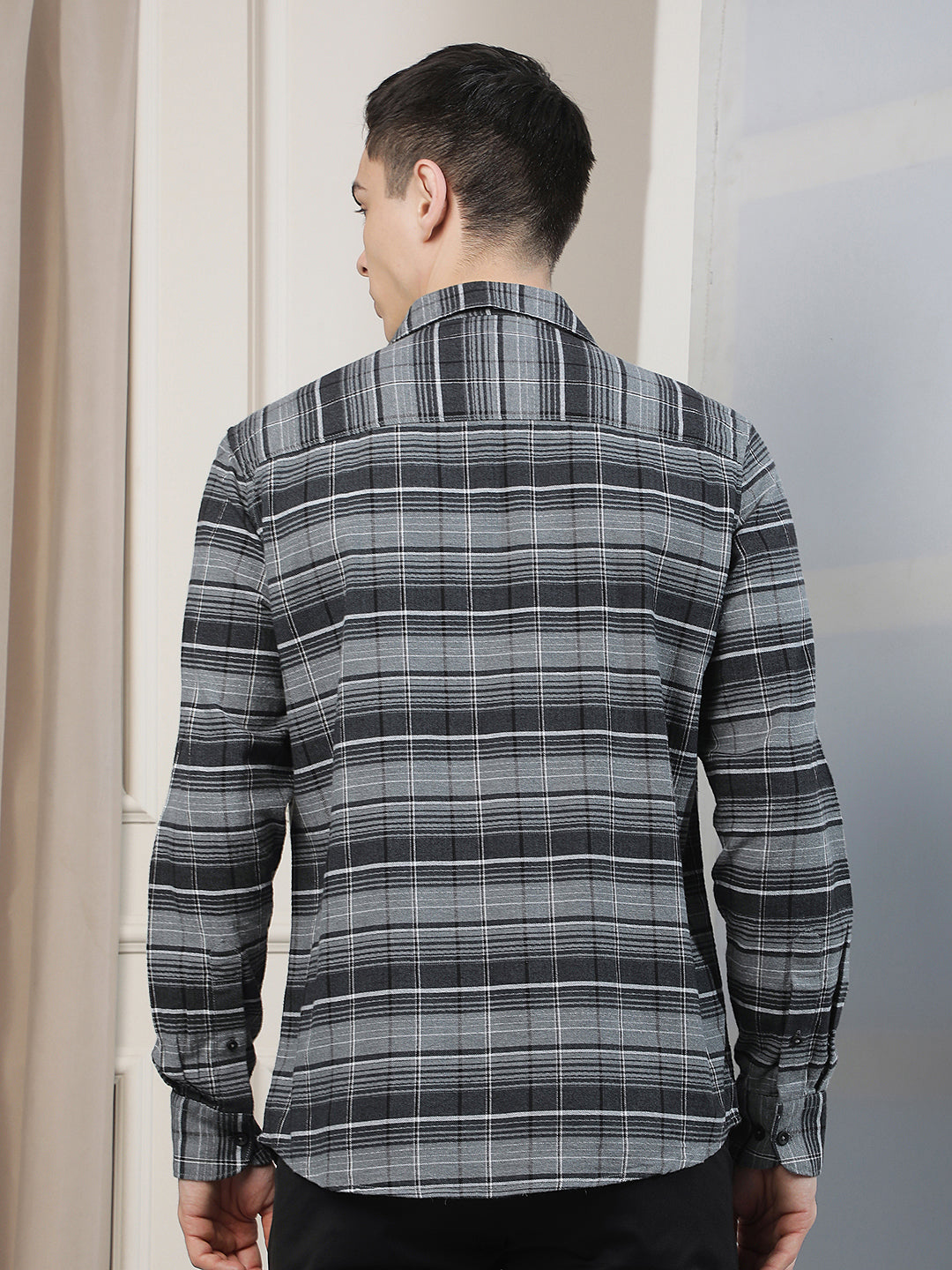 Grey Checked 100% Cotton Shirt