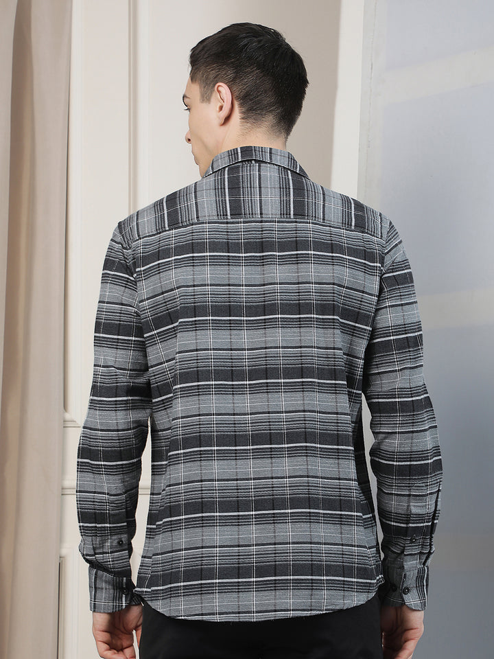 Grey Checked 100% Cotton Shirt